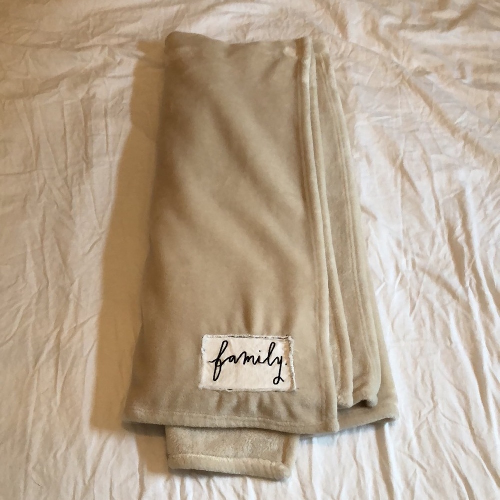 Rae Dunn  “family” plush, decorative throw blanket.